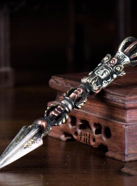 尼泊尔进口手工三色铜  家用现代供具金刚橛九股金刚杵