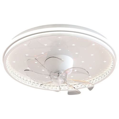 卧室圆形吸顶吊扇灯360度摇头变频电机全光谱护眼光源太空人风扇