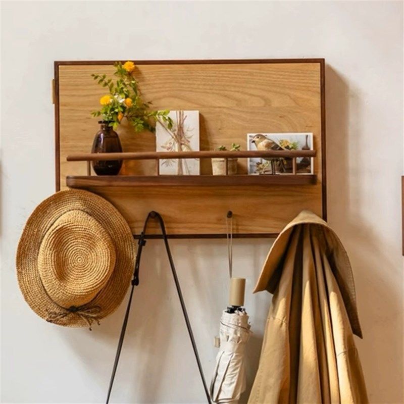 电表箱装饰画实木电箱遮挡改造创意挂衣置物架樱桃木电闸盒挂画