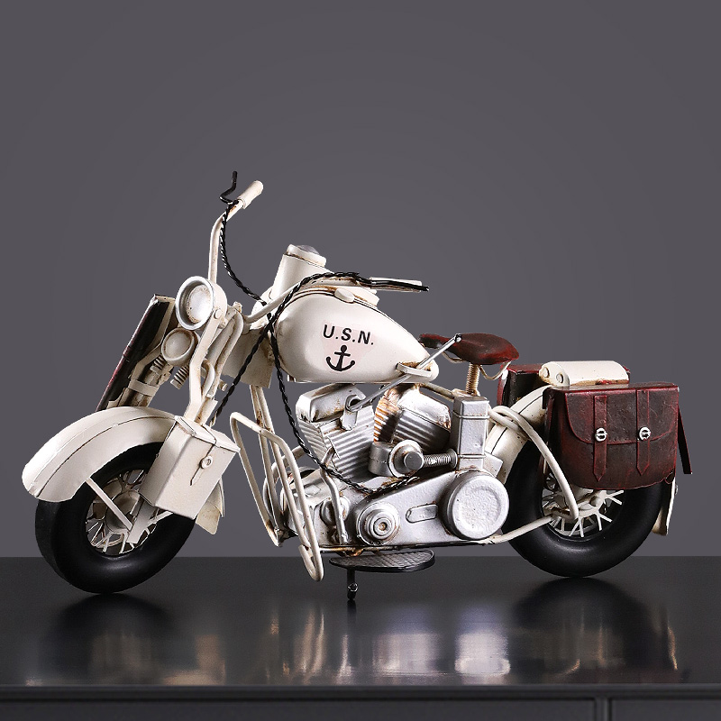 哈雷摩托车模型摆件复古工业风客厅铁艺金属机车男孩房间装饰礼物