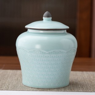 陶瓷茶叶罐家用红茶白茶散装茶密封罐子中式青瓷礼盒包装收纳空盒