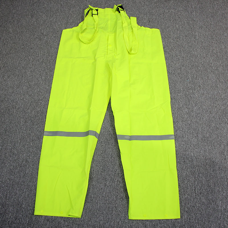 外贸男大码压胶雨衣雨裤套装防水骑行服反光工作服背带分体两件套