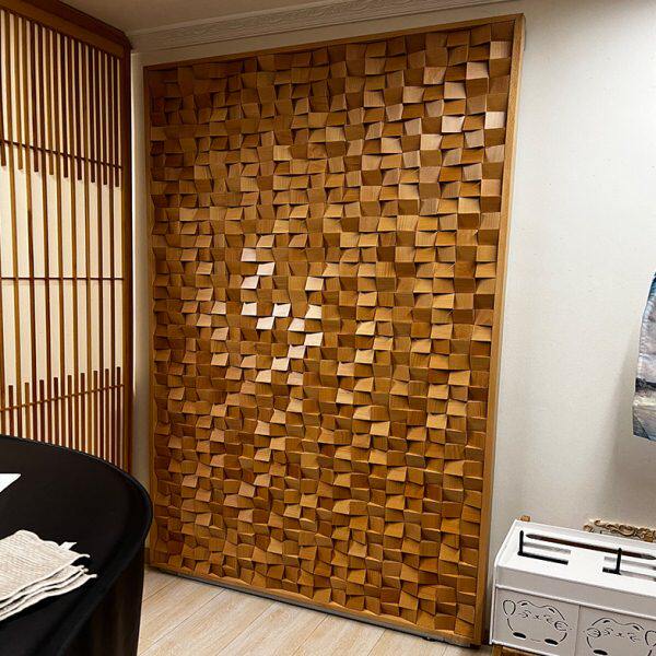 墙面吸音板挂画马赛克背景墙音响扩散板渐变色木块立体造型装饰画