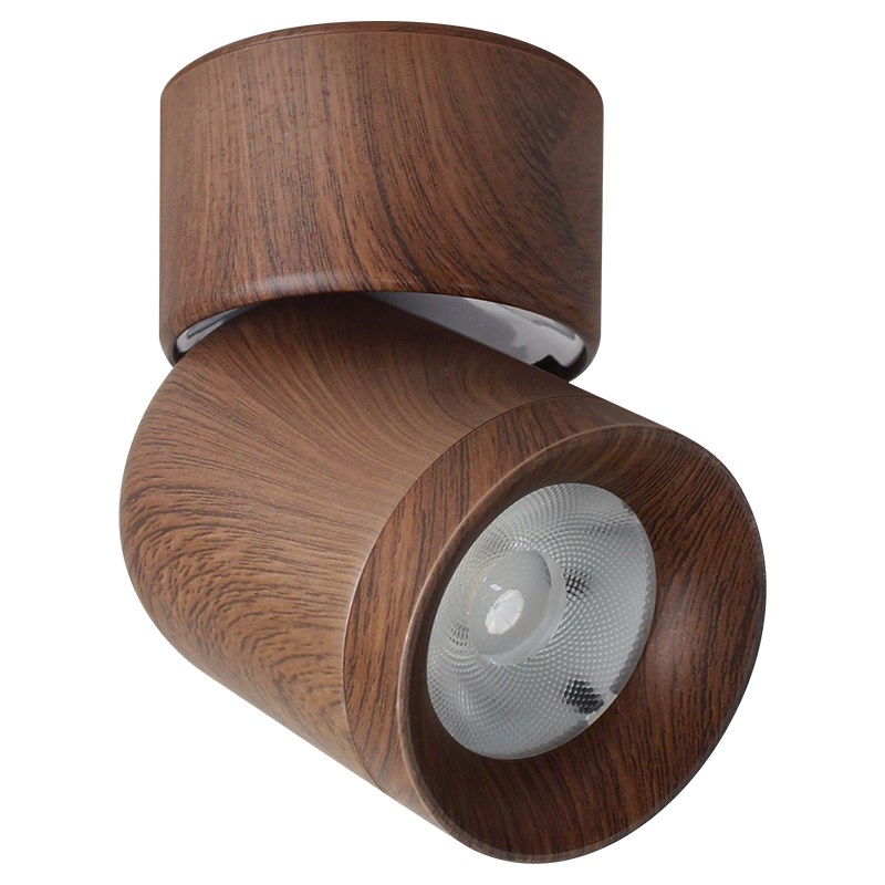 中古风明装悬浮射灯可调节复古木纹客厅护眼防眩无主灯走廊过道灯