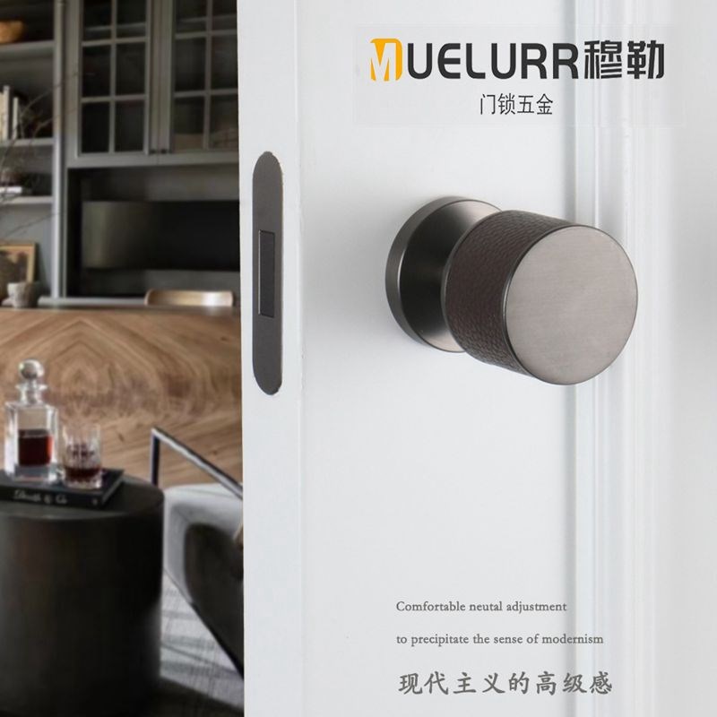 穆勒隐形门锁实木皮革单面把手金银色暗门拉手隐蔽门背景墙单边锁