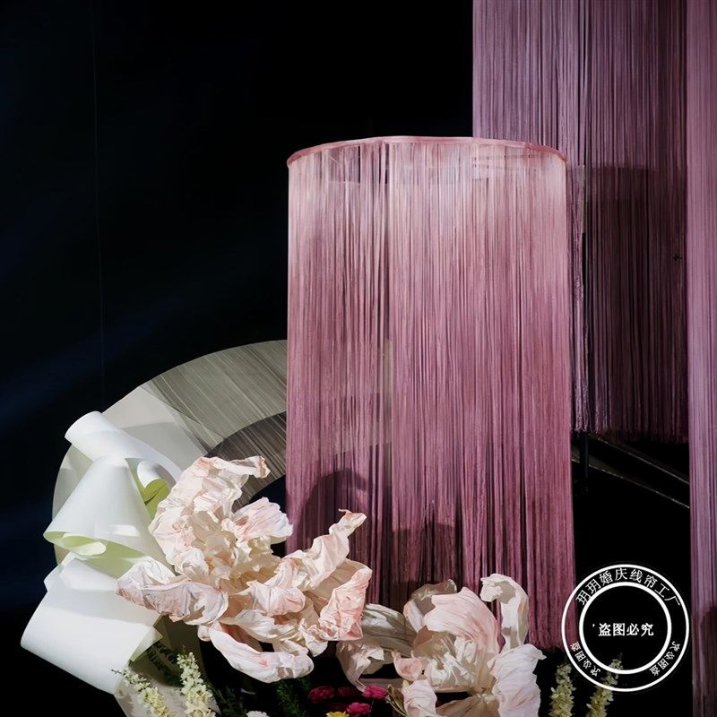 超甜新娘都爱的温柔梦幻的粉色系婚礼布置策划婚庆线帘流苏线帘