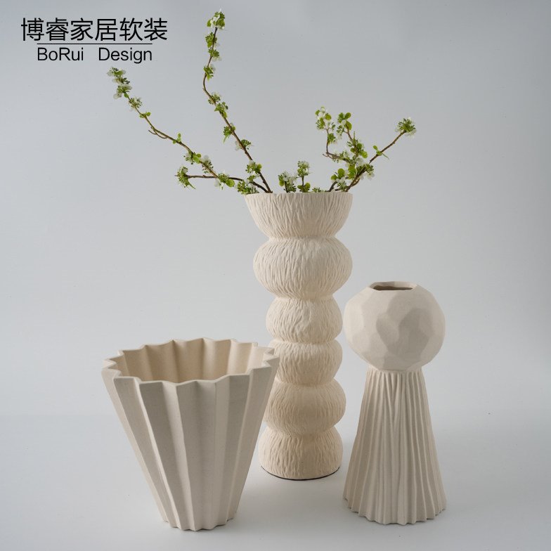 现代简约创意陶瓷不规则花瓶组合摆件样板间客厅玄关艺术花器装饰