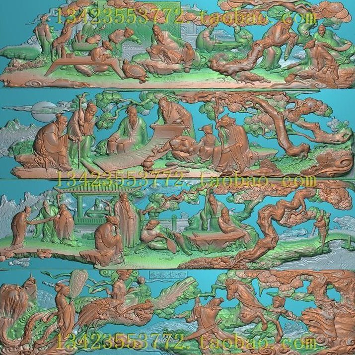 A精雕图 扫描图深雕 华听祝寿围观老五香山九老富贵寿考180-55