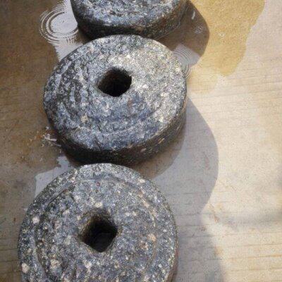 老石头钱 铺地石 花盆底座茶盘配件民俗老物件精品摆件老石槽磨盘
