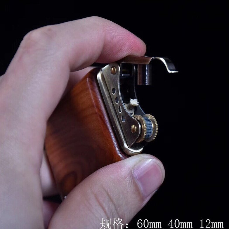 红木煤油防风打火机超薄非洲花梨紫檀木实木外壳佐罗机芯紫光檀木