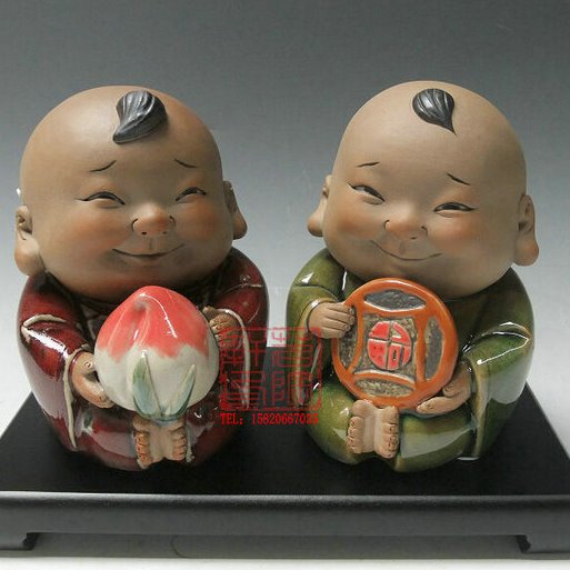 陶瓷工艺品 石湾公仔 开心宝宝 童趣