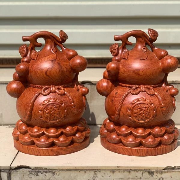红木工艺品 葫芦（福禄）花梨木摆件 木雕艺术