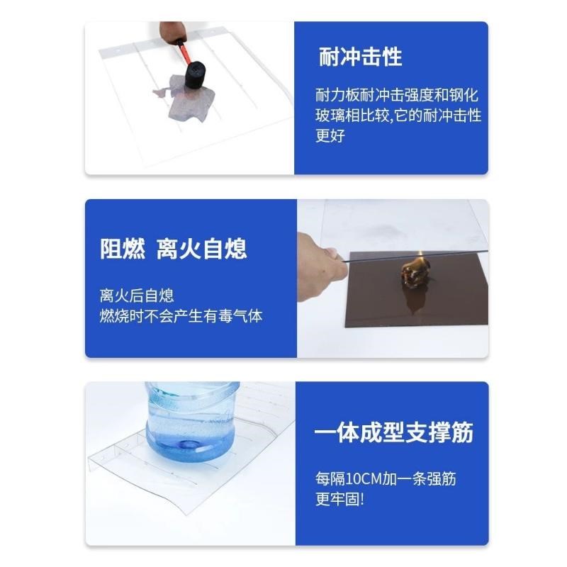 透明无支架隐形雨棚pc耐力板窗户屋檐阳台家用遮阳雨搭遮雨挡雨板