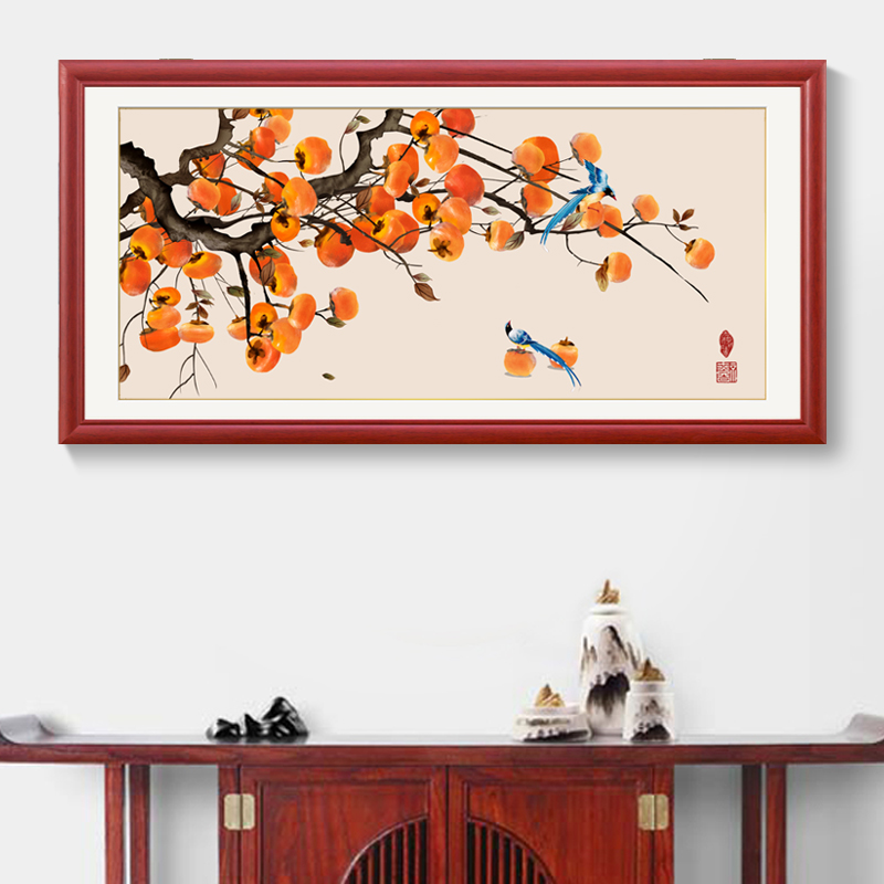 电表箱装饰画大尺寸开关电闸新中式实木上翻遮挡箱配电箱空箱挂画