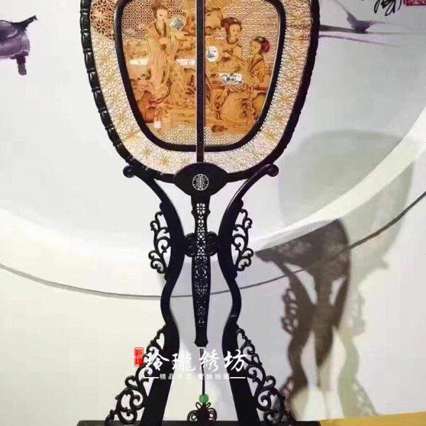 现代中式檀香宫扇家具装饰摆件台屏木雕刻工艺扇摆件插屏新年礼品