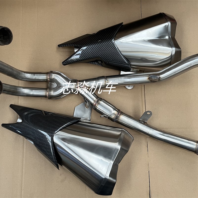 Z1000枭风N19摩托车跑车战隼川崎小忍者不锈钢350双缸水冷排气管