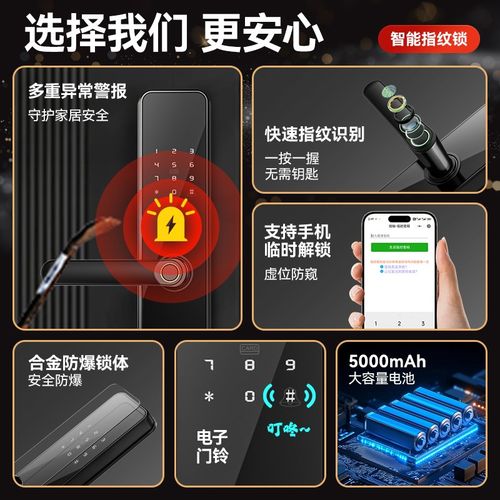 人脸识别指纹锁可视电子密码锁家用防盗门锁全自动智能锁智能门锁