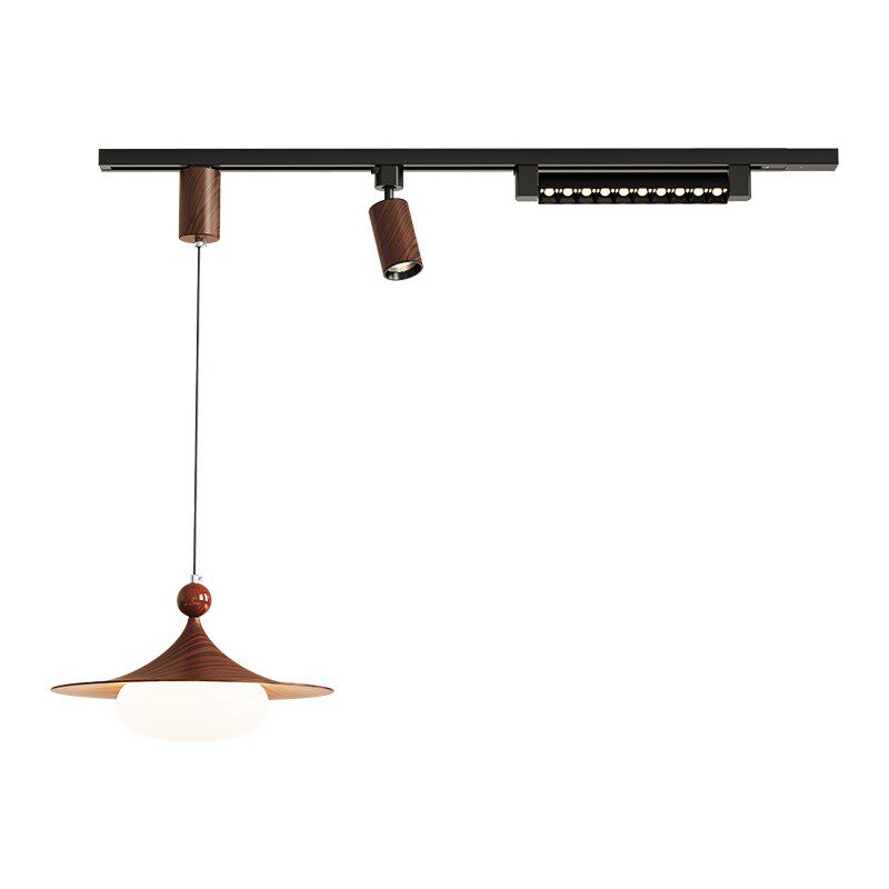 餐厅轨道吊灯2025新款复古法式中古风飞碟喇叭可移动餐桌吧台灯具