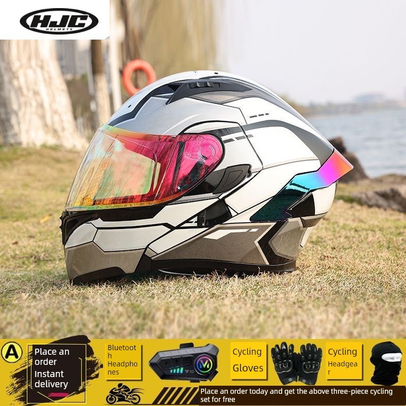 Hjc摩托车头盔开放式头盔蓝牙男女全季摩托车全季摩托车头盔3C