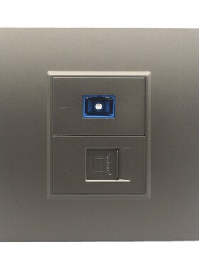 深灰色86型网线光纤面板RJ45免打网络带SC法兰盘光纤宽带电脑插座