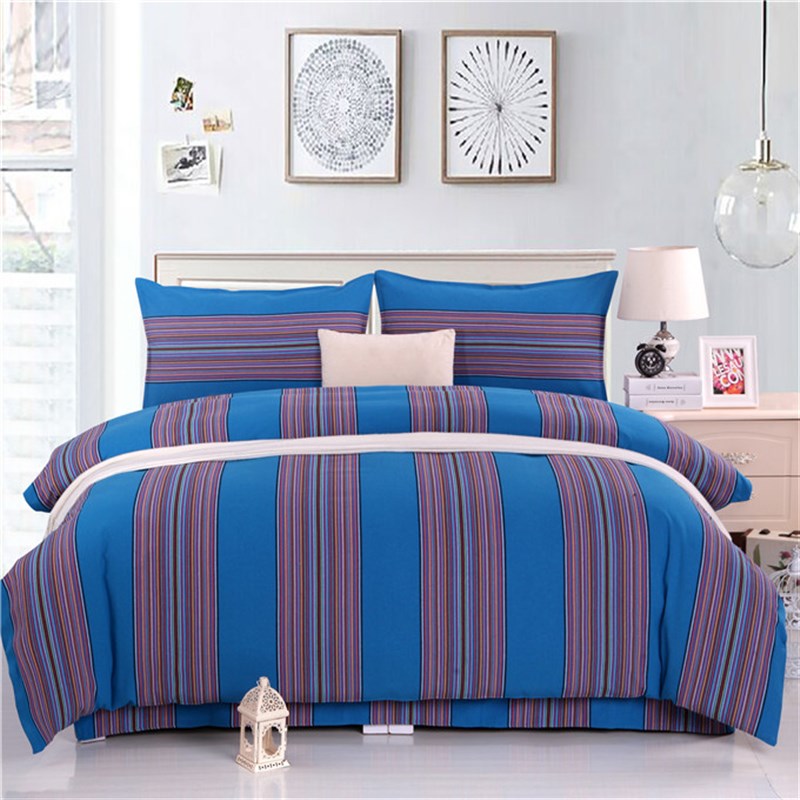 特价老粗布四件套田园简约条纹床单被套枕套格子加厚床上用品