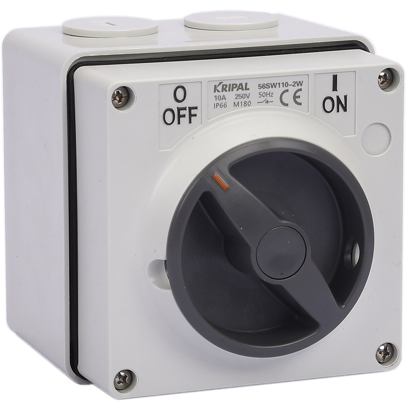 科瑞普56SW110-2W户外防水旋转澳式10A工业单控500V开关方形IP66