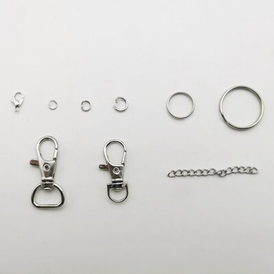 524PCS金属钥匙圈扣钥匙链条五金钥匙扣龙虾扣箱包配件供跨境