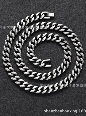 不锈钢复古项链男ins个性嘻哈hiphop古巴链条不掉色钛钢链子