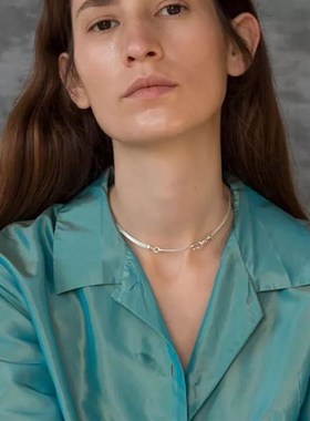 以色列金银色编织链条项链设计师款挂钩高级简约choker锁骨链颈链