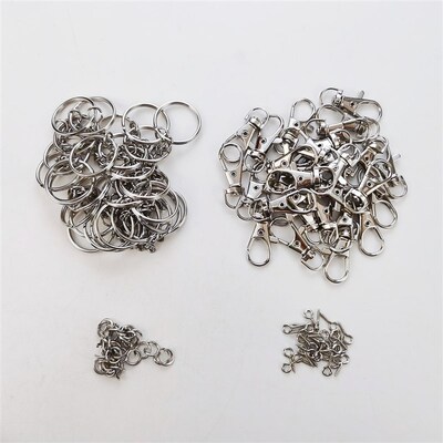 120PCS金属钥匙圈扣钥匙链条五金钥匙扣龙虾扣箱包配件供跨境