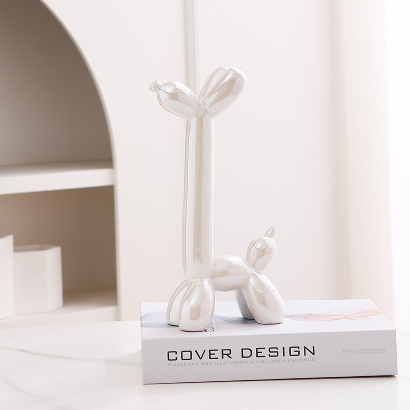 电镀陶瓷小气球狗24款金银粉兰橙紫红白色系列桌X面装饰品摆件