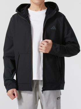 正品阿迪达斯ADIDAS男款加绒保暖连帽简约百搭运动休闲外套IN5607