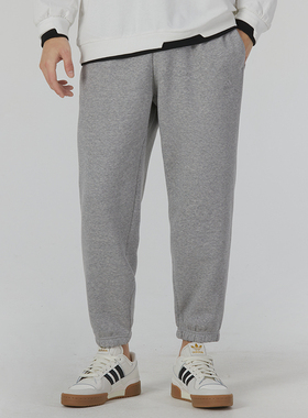 正品阿迪达斯ADIDAS男款加绒百搭刺绣LOGO运动休闲针织长裤IJ6882