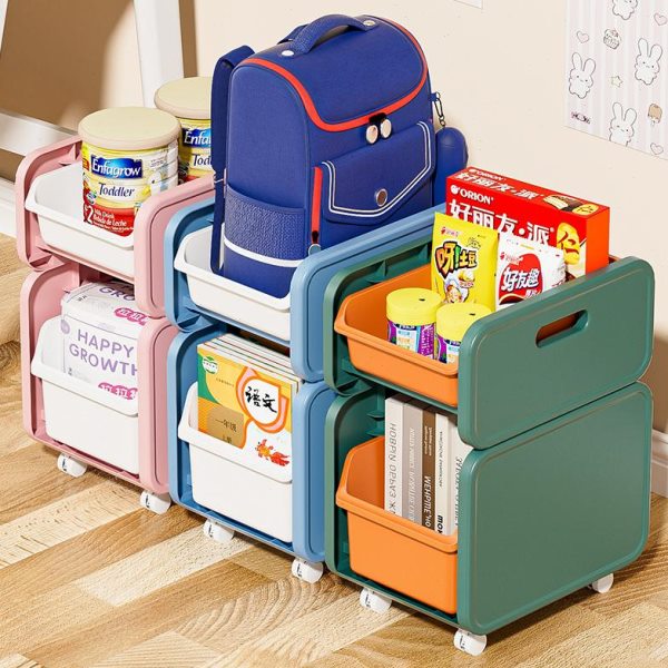 小推车置物架家用书包架带轮抽屉式整理架可移动多功能书本收纳箱