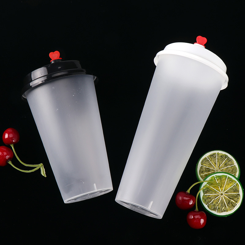 90口径奶茶杯一次性带盖500商用磨砂注塑杯1000塑料杯子700ml定制