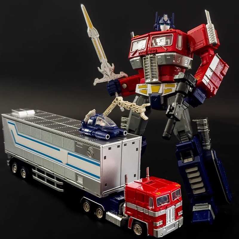变形玩具汽车金刚擎天之柱带车厢合金版儿童机器人模型集装箱车箱