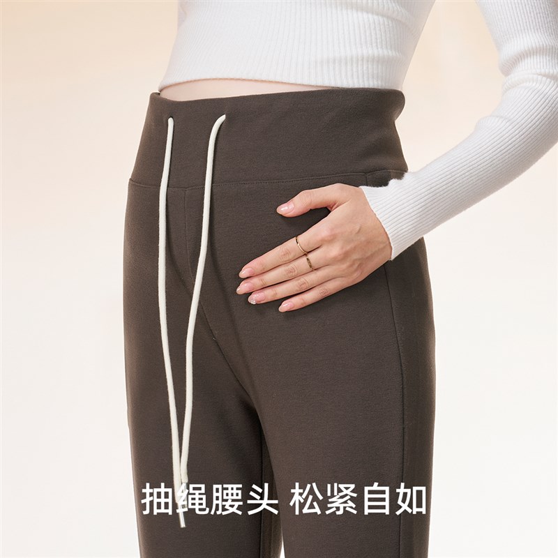 孕妇裤秋冬外穿2025新款冬季加绒加厚无托腹喇叭裤冬装微喇糯米裤