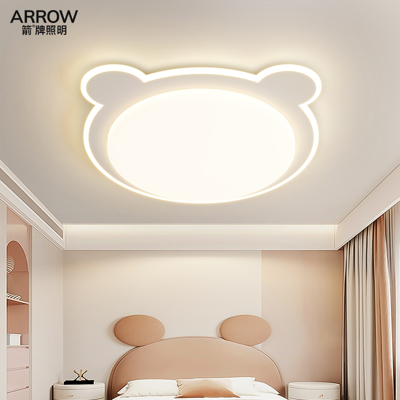 箭牌熊猫卧室灯2025年新款儿童房间吸顶灯创意小熊米奇全光谱灯具