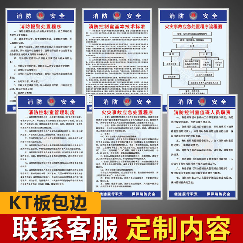 消防控制室制度牌水泵房安全管理制度牌火灾事故报警应急处置程序