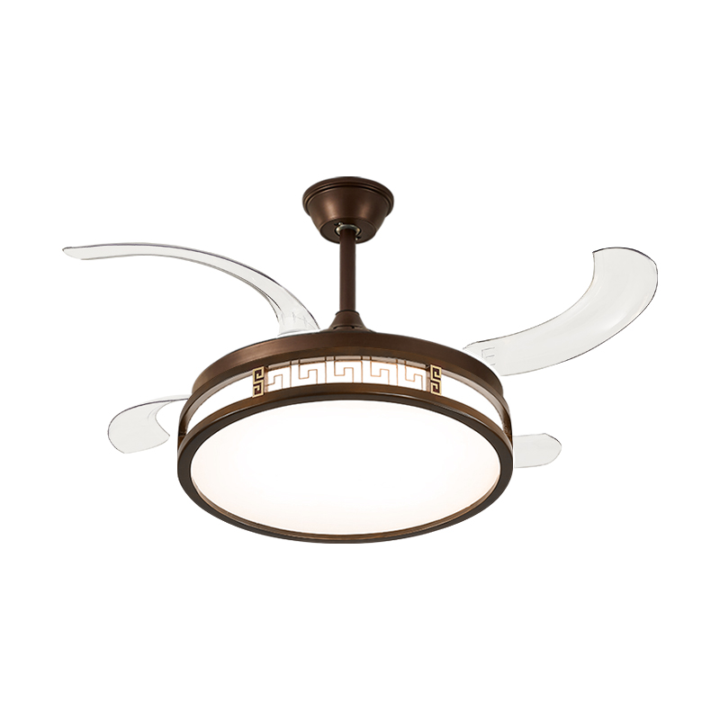 新中式风扇灯隐形吊扇灯led实木客厅吊灯餐厅灯中国风一体电扇灯