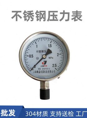 不锈钢Y-100压力表径向压精密气压表腐蚀油压水压0-1.6-60mpa