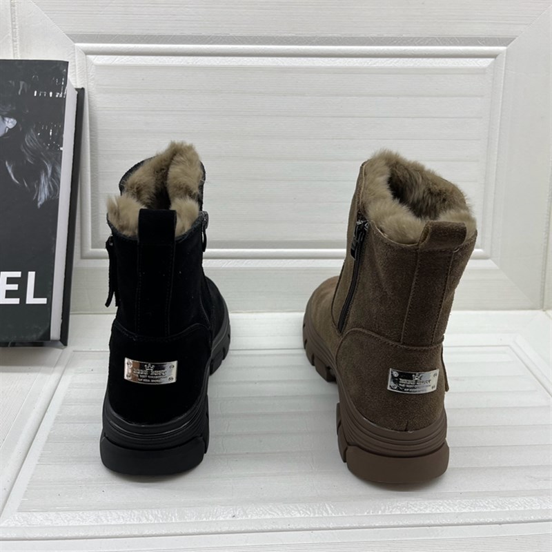 撤柜处理2023秋冬爆款时尚真皮厚底雪地靴皮毛一体加厚保暖女靴