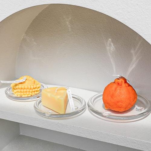 香薰蜡烛台玻璃烛台圆托盘圆盘 简约欧式透明盘子装饰收纳盘摆件