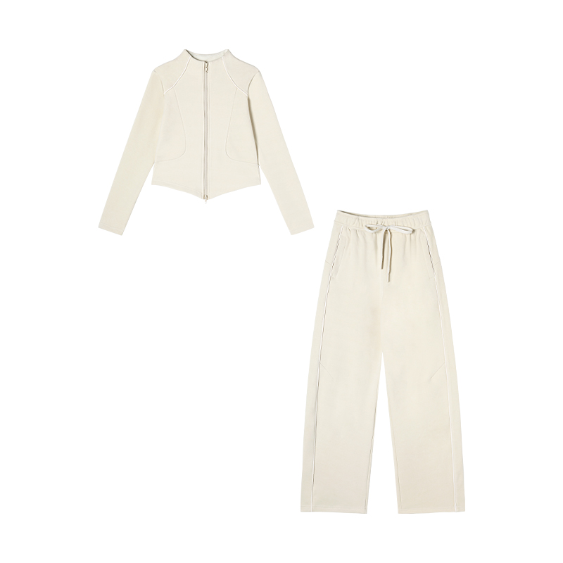 12.3F C 新款修身立领短卫衣休闲裤套装 838