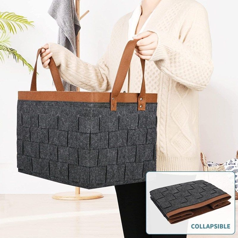 可折叠毛毡储物箱家用收纳篮木柴收纳框32 升毛毡编织储物篮,收纳整理,其他收纳篮,淘宝优惠券,粉丝福利购,淘宝优惠卷