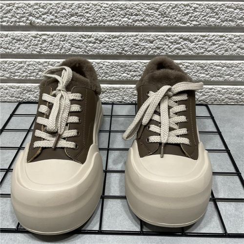 断码处理复古厚底加绒毛毛板鞋女冬季新款保暖棉鞋百搭运动休闲鞋