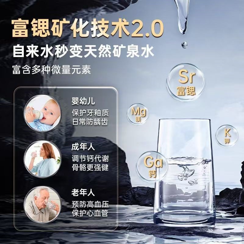 【富锶水】先科净水器家用RO反渗透厨下式1200G直饮过滤器通用款