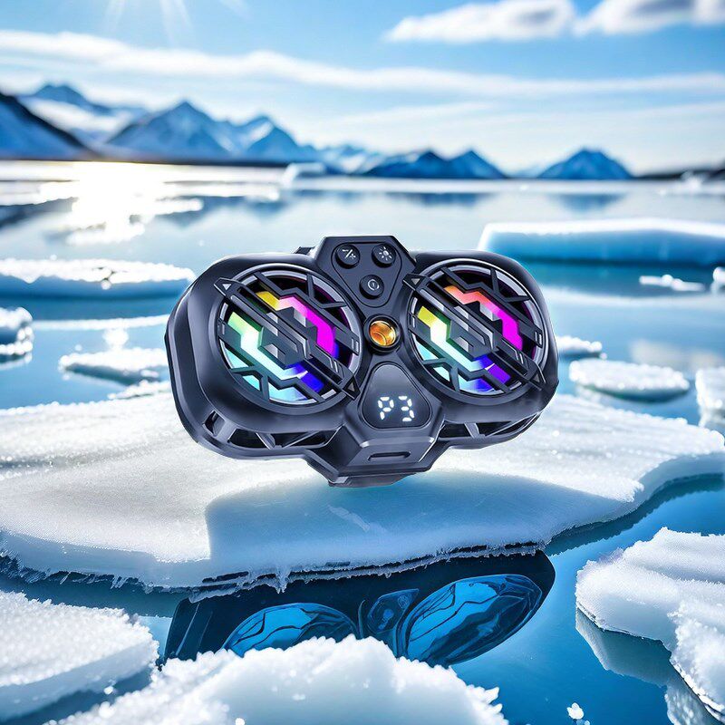 俯拍金属矮款手机散热器制冷降温双机位可伸缩桌面近距离手机多平