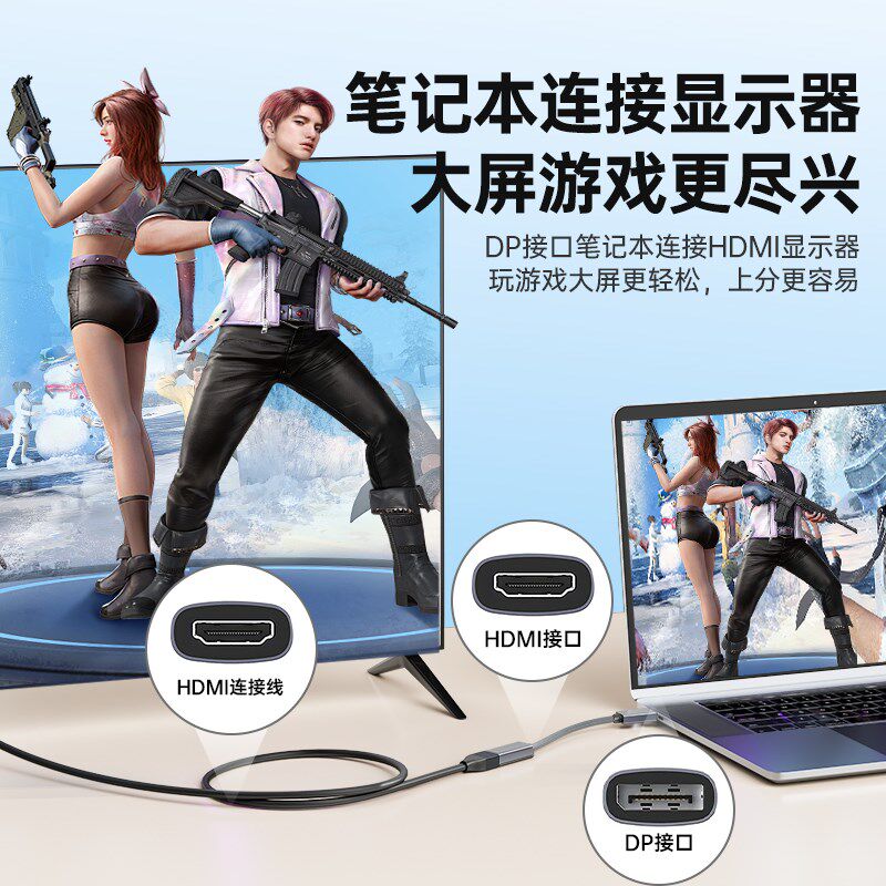 DP1.4转HDMI2.1转接头器8K高清台式机显卡拓展4K电视显示器连接线