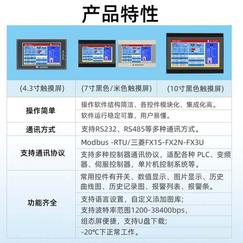 7寸4.3寸人机界面触摸屏plc工业串口屏显示器嵌入式组态电阻屏幕